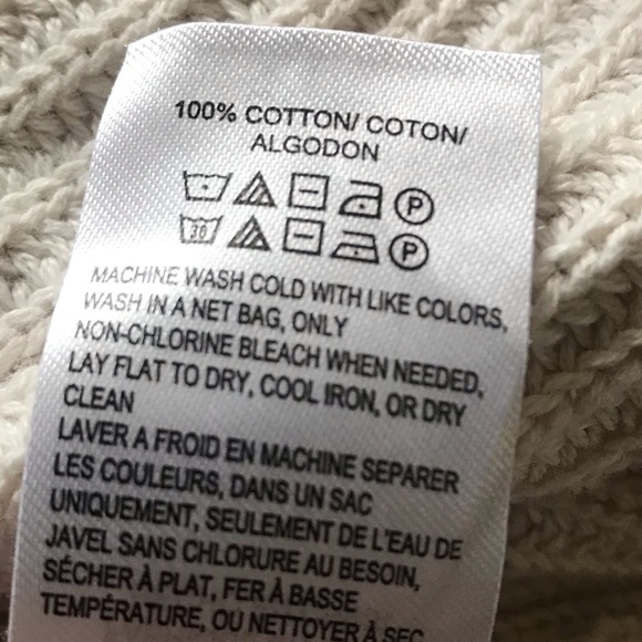 LUCKY BRAND s.S Back Lace Pullover Sweater 100% Cotton Knit Cream - Picture 7 of 7